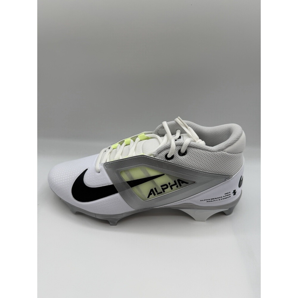 Nike Alpha Menace 4 Pro Football Cleats,Men's 10, White/Black, FD7037-100, NWOB